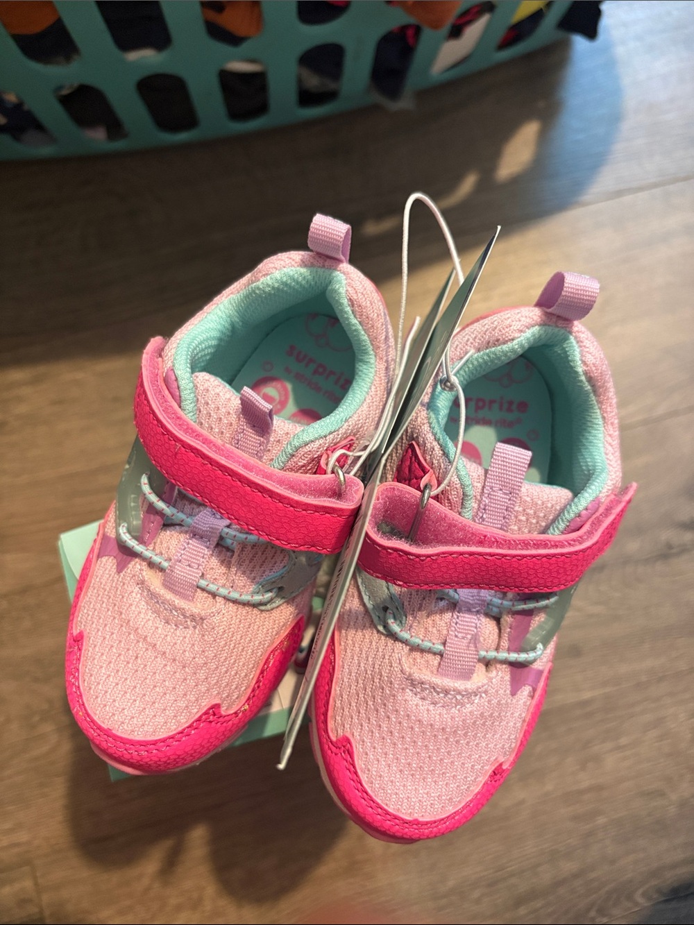 Stride Rite Pink and Teal Toddlers' Hook-and-Loop Sneakers
